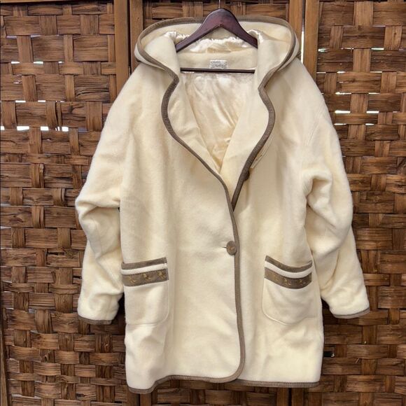 Vintage NOS Eagle Création Nord-Est Wool and Suede hand painted Women's Coat - Picture 1 of 9